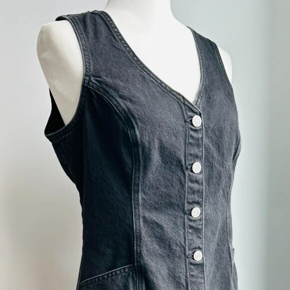 Levi’s Washed Black Denim Button-Front Short Dress with Pockets – US M - Picture 4 of 12